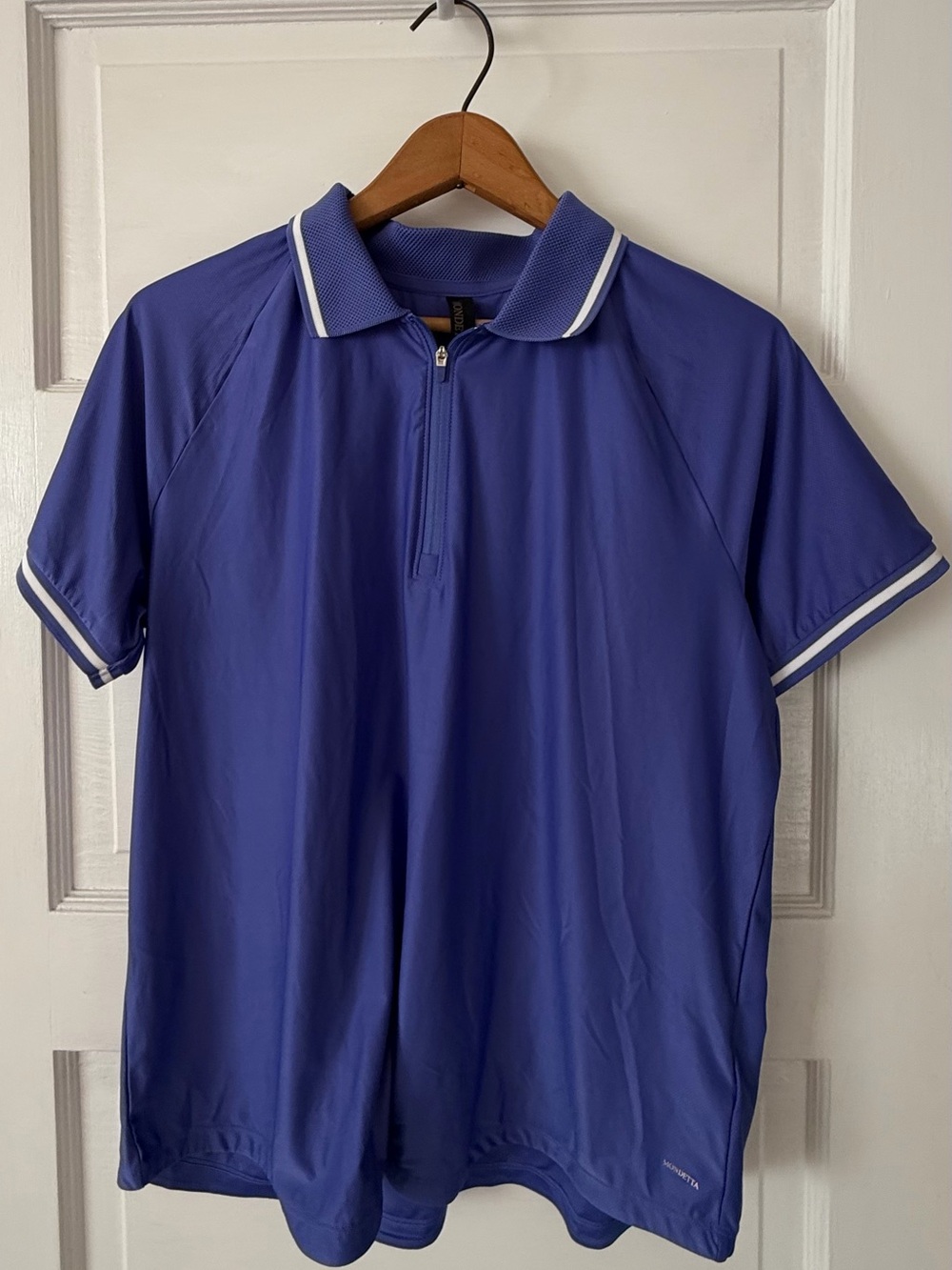 Mondetta Blue Purple Athletic Golf Polo Shirt Zip Neck Short Sleeve Size L